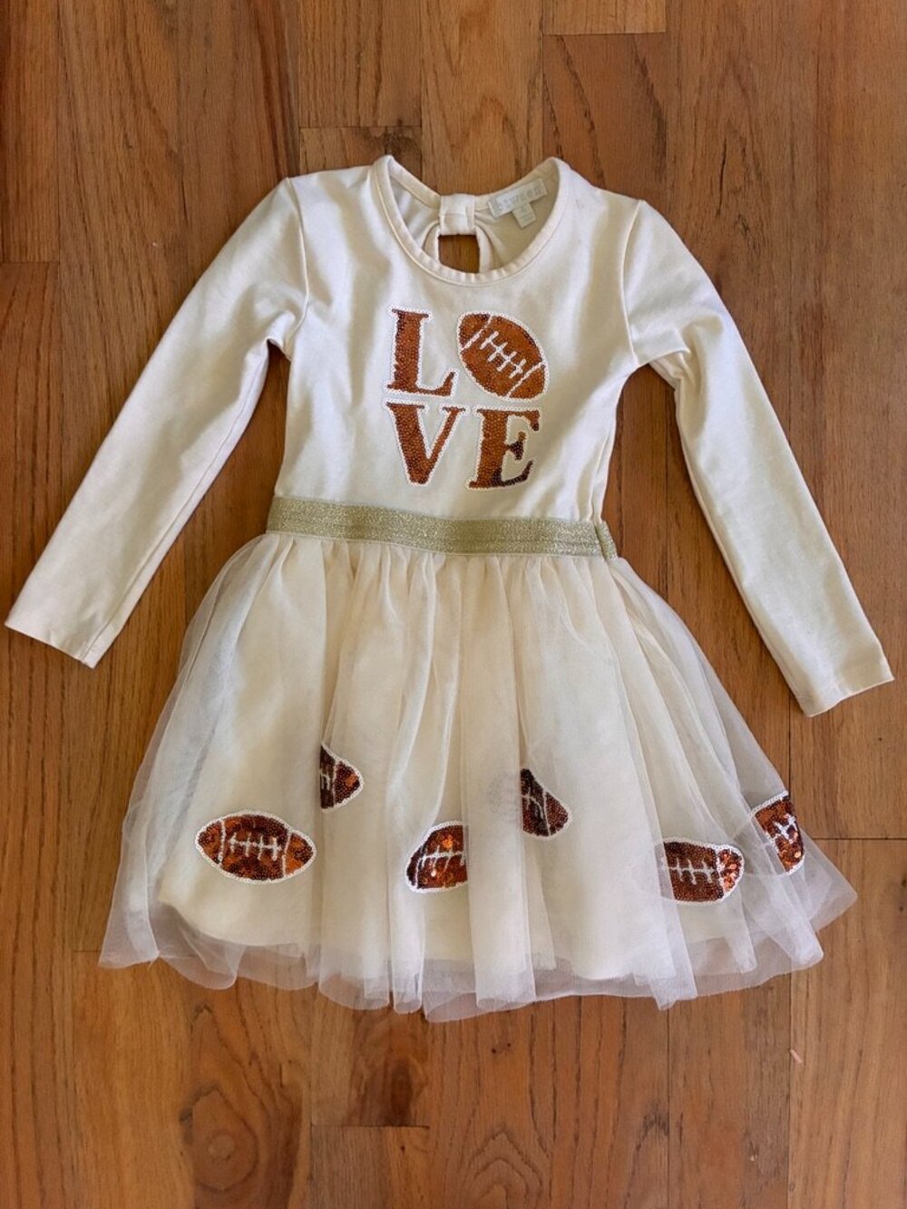Btween Girls Football Sequin LOVE Tulle Dress Size 4
